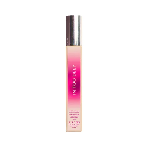 5 SENS In Too Deep Eau de Parfum - Espray de viaje (0.3 fl oz), fragancia fina limpia y duradera - Gourmand con vainilla de Tahití, bergamota