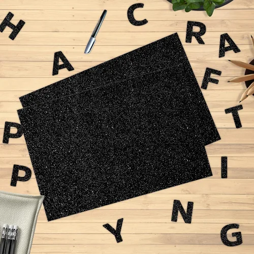 Miniatura 6 de SANZIX 25 hojas de papel de cartulina negra con purpurina - 8.2"x11.7", 110lb 300 GSM, cartulina negra brillante pesada con purpurina para álbumes