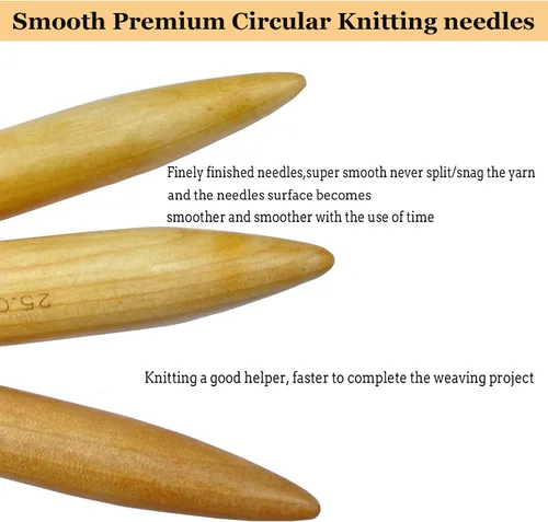 Miniatura 3 de Mdoker Agujas de tejer circulares de madera de 47 pulgadas de largo, aguja de tejer cicular jumbo para bufanda de lana voluminosa para tejer de lana