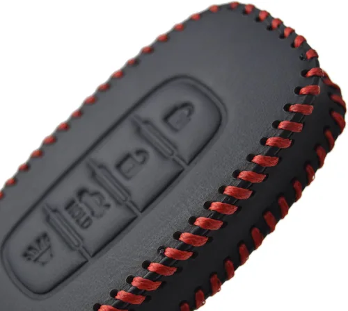 Miniatura 6 de Funda de Cuero con Costura Manual para Llavero de Nissan Rogue SL Ariya FWD Pathfinder X-Trail Sentra SR SL Armada Murano Kicks Leaf 2023 a 2026