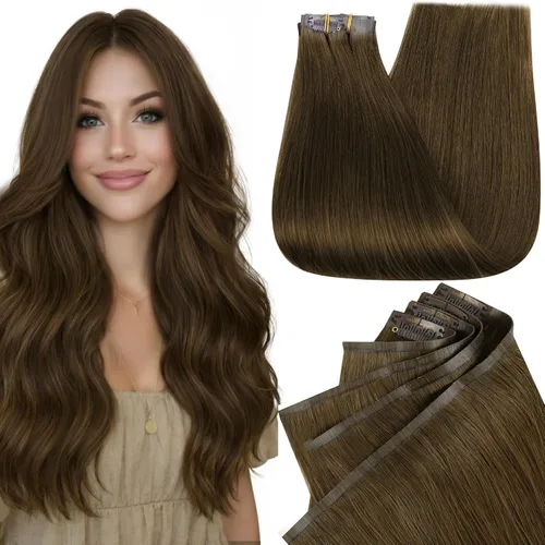 Miniatura 22 de Full Shine Extensiones de cabello humano con pinzas, cabello humano Remy invisible para mujer, color rubio platino, 20 pulgadas, 8 unidades, 4.23 oz