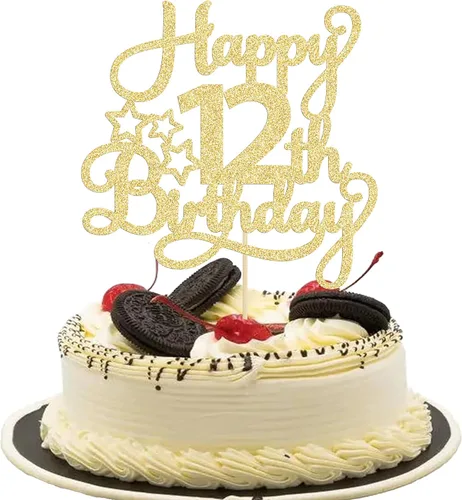 Miniatura 60 de 1 paquete de decoración de pastel de feliz 15 cumpleaños, topper de pastel dorado con purpurina Mis Quince 15, saludos a 15 años, adorno de pastel