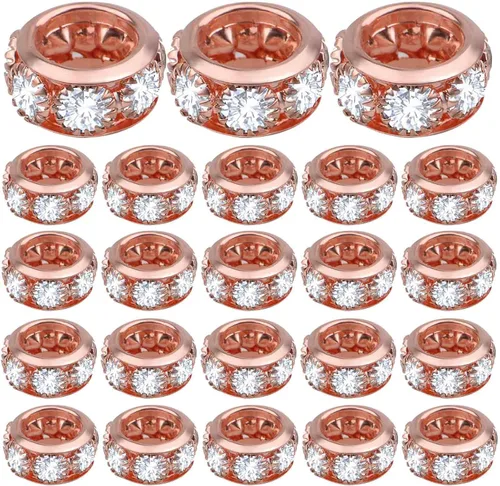 Miniatura 11 de BronaGrand 40 cuentas espaciadoras europeas de diamantes de imitación de 0.315 pulgadas (0.315 in), cuentas espaciadoras de cristal para bricolaje