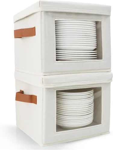 Miniatura 35 de HOMELUX THEORY 8 piezas de contenedores de almacenamiento de porcelana de carcasa dura, almacenamiento de tazas, copas de vino, utensilios