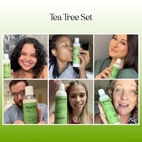 Miniatura 4 de Juego de champú y acondicionador de árbol de té, champú y acondicionador clarificante sin sulfato para el cuidado del cabello graso y el cuero
