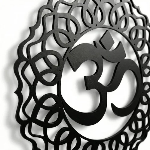 Miniatura 8 de DEKADRON Arte de pared de metal, decoración de Om de metal, regalos de yoga, símbolo de aum, arte de pared OM, decoración de estudio de yoga