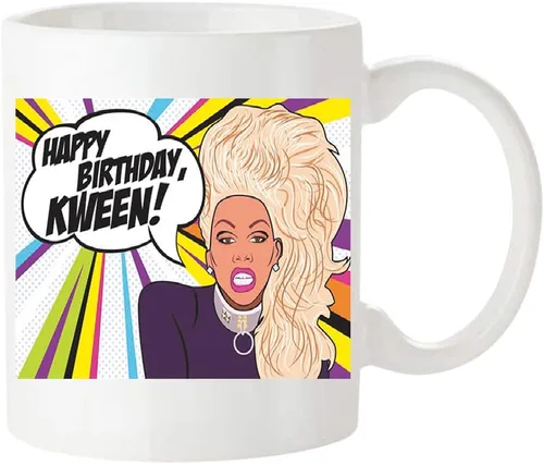 Miniatura 2 de Fonhark - RuPaul's Drag Race, Happy Birthday Kween! Taza de café inspirada, cultura pop de reality TV, taza de café novedosa de 11 onzas