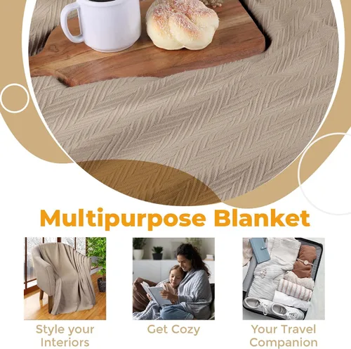Miniatura 4 de Superior Metro - Manta de algodón para todas las estaciones, manta tejida para sofá, cama, ropa de cama, casa de campo, artículos esenciales