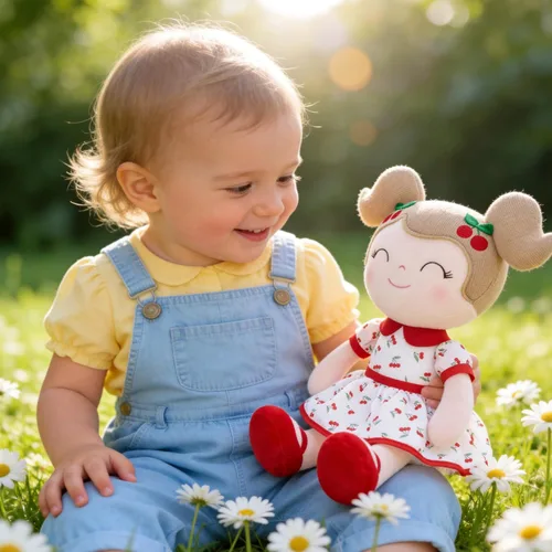 Miniatura 3 de Gloveleya Muñeca bebé niña regalos juguetes de peluche muñecas suaves regalos bebé niña cereza rojo 15 pulgadas con caja de regalo Nuevo