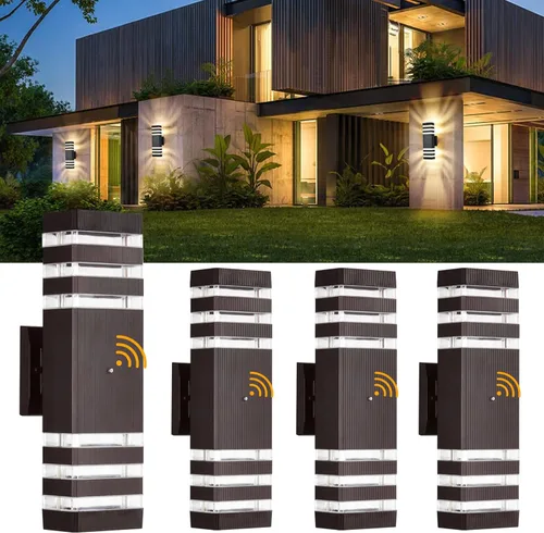 Miniatura 16 de DASTOR Lámpara de pared para exteriores del anochecer al amanecer, luz blanca cálida de 3000 K hacia arriba y hacia abajo, aplique de pared al aire