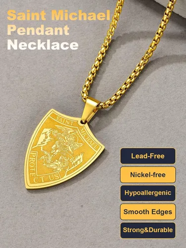 Miniatura 45 de U7 Saint Benedict/Michael Medal Necklace, 316L Stainless Steel Virgin Mary Necklace for Men Women, Bible Verse Protection Necklace Catholic