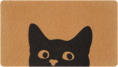 Miniatura 10 de Tapete para Puerta de Gato Tapete de Bienvenida, Gato Negro con Ojos Verdes Tapete para Puerta, Tapetes de Bienvenida Antideslizantes de Gato
