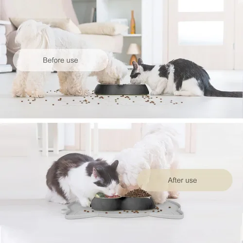 Miniatura 5 de Coomazy Tapete de silicona antideslizante más grueso para perros con borde elevado, impermeable, evita derrames de alimentos y escorrentía de agua
