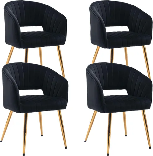 Miniatura 23 de KCC Juego de 2 Sillas de Comedor de Acento Moderno, Sillas de Comedor Tapizadas en Terciopelo con Respaldo Hueco, Sillas de Cocina Acolchadas Sillas