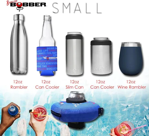 Miniatura 2 de Azul Pequeño - Soporte de Bebida Flotante Inflable Human Bobber – Flotador de Bebidas para Vasos, Yeti, Tervis, o Botella de Vino en la Tina