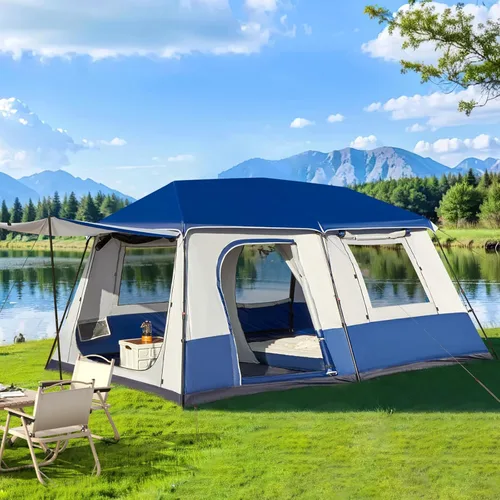 Miniatura 13 de YOLENY Instant Cabin Tent, 4-8 Person Quick Setup Family Camping Tent with Rainfly and Extended Canopy, Weather Resistant Tent with Mesh Windows and
