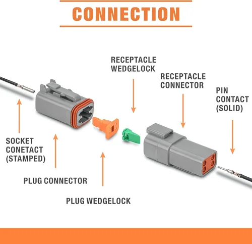 Miniatura 7 de IWISS Deutsch Kit de conectores DT en configuraciones de 2, 3, 4, 6, 8 y 12 pines, contactos estampados tamaño 16, conectores eléctricos