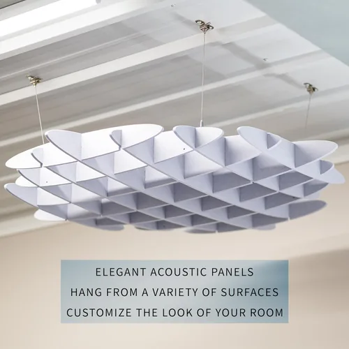 Miniatura 2 de Panel de Techo Acústico VIVO de Celosía, Absorbente de Sonido Colgante Hexagonal, Moderna Lámpara de Techo de Reducción de Ruido, Gris Claro