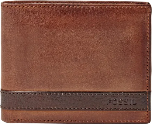 Fossil Billetera plegable de cuero para hombre con ventana de identificación abatible para hombres