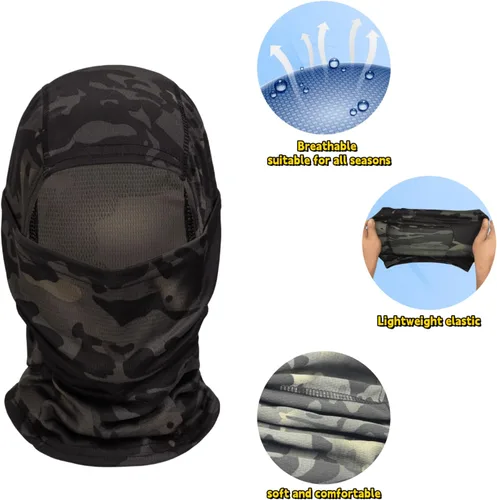 Miniatura 3 de XY3545HS Máscara facial de camuflaje pasamontañas de esquí para hombres y mujeres, caza, pesca, ciclismo, resistente al viento, protección UV