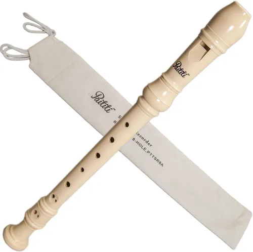 Flauta dulce Paititi Soprano de 8 orificios con varilla de limpieza + gráfica de dedos + estuche para instrumento de música, Cremoso, Estándar