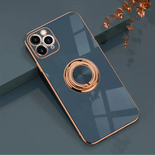 Miniatura 20 de Compatible con iPhone 11 Kickstand, anillo de rotación de 360 grados integrado con borde de oro rosa brillante que funciona con soporte magnético