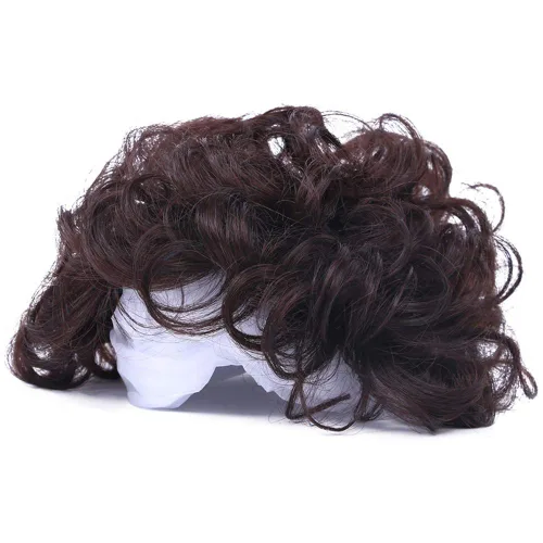 Miniatura 4 de Peluca de pelo corto y rizado para cabello fino, extensiones de cabello humano Remy real, parte superior de tupé, para mujeres, 4.7x4.7 in, marrón
