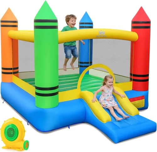 Miniatura 12 de BOUNTECH Casa Inflable de Rebote, Casa de Rebote para Niños Interior Exterior Fiesta con Área de Salto, Incluye Soplador, Bolsa de Transporte