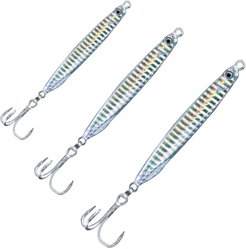 Saltwater Fishing Lures Fishing Jigs Fishing Spoons for Striped bass, Pompano, Spanish Mackerel ，Bluefish Plata (3 piezas)