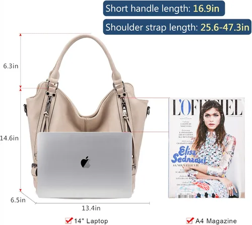 Miniatura 16 de Bolso Hobo oculto para mujer, de piel sintética, bolso cruzado de hombro, bolsa grande con funda desmontable