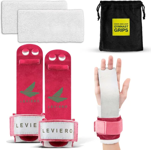 Miniatura 8 de Juego de agarres de gimnasia para niñas de gimnasia, agarres con cuero suave, correas de velcro y agujeros ajustables para los dedos, para todas