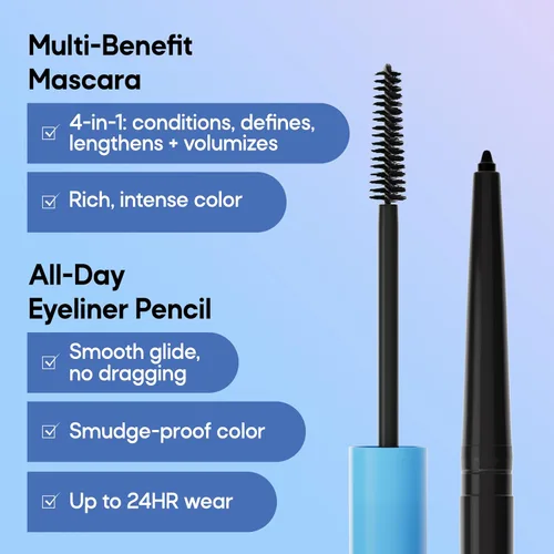 Miniatura 2 de Almay Máscara multibeneficio y lápiz delineador de ojos para todo el día, maquillaje de ojos, hipoalergénico, delineador de ojos negro y rímel