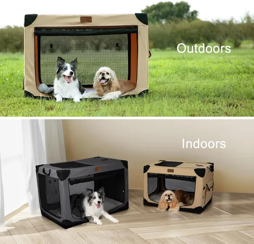 Miniatura 8 de Garnpet Jaula Plegable Suave para Perros de 36 Pulgadas para Perros Grandes, Jaula de Viaje Plegable de 4 Puertas con Ventanas de Malla Duraderas