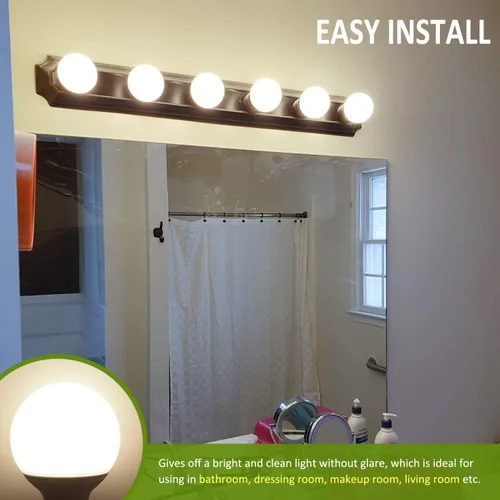 Miniatura 5 de Paquete de 8 bombillas LED para baño, luz nocturna blanca natural de 4000K, luces para espejo de maquillaje no regulables para dormitorio, base