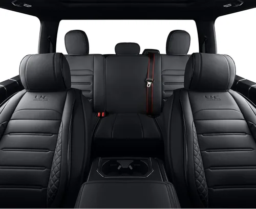 Miniatura 5 de LUCKYMAN CLUB Fundas de asiento de piel sintética para F150, compatibles con F150 SuperCrew 2015-2024, y F250 F350 F450 Super Duty Crew Cab Negro