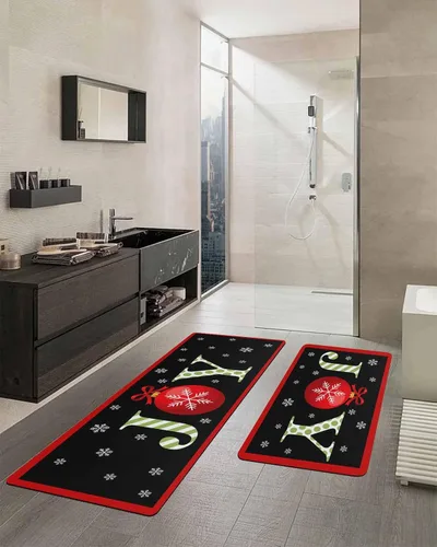Miniatura 2 de Tapete de baño con copos de nieve para bañera, antideslizante, de secado rápido y absorbente, con tierra de diatomeas, para cocina, lavable