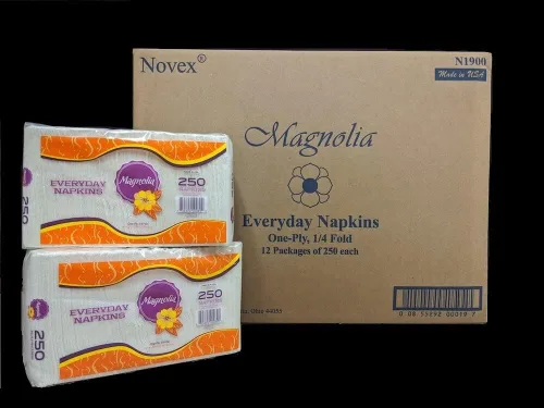 Servilletas de almuerzo/diario, de una capa, blancas, 12 paquetes de 250, 3,000 servilletas por caja, servilletas Novex Magnolia
