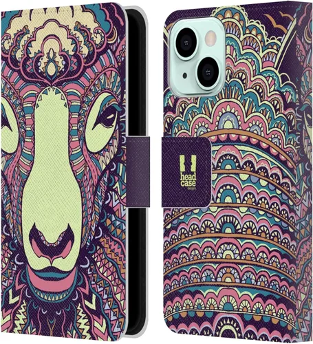 Miniatura 17 de Head Case Designs Bear Aztec Animal Faces 2 Leather Wallet Case Compatible with Apple iPhone 13 Mini