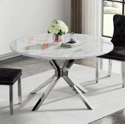 Miniatura 24 de Mesa de comedor de mármol negro para 4, 6, 70 pulgadas, moderna mesa de comedor de cocina dorada con base de acero inoxidable con diseño
