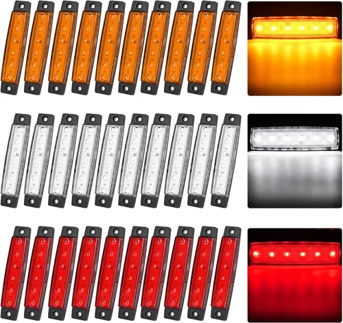 Miniatura 12 de Nilight 10 luces LED rojas de 3.8 pulgadas con 6 luces LED indicadoras laterales delanteras y traseras para 12 V, camión, remolque, caravana, Rojo
