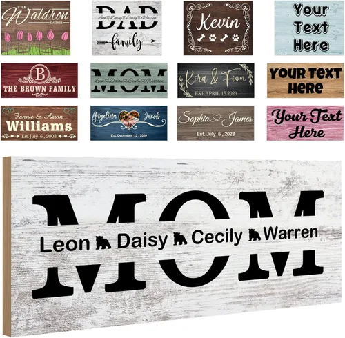 Miniatura 12 de Letreros personalizados de madera personalizados, decoración del hogar, regalos con texto, letreros de madera personalizados, tablero familiar