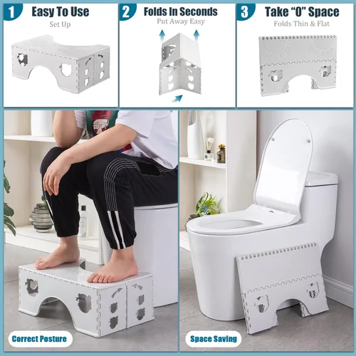 Miniatura 3 de Taburete de inodoro plegable, taburete de 7 pulgadas con postura en cuclillas saludable con pies antideslizantes por CHEAGO, taburete portátil