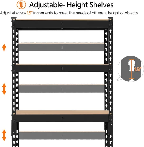 Miniatura 9 de Topeakmart 4 estantes utilitarios de 5 niveles, estantes de almacenamiento de metal, estantería de garaje, estantes de almacenamiento ajustables