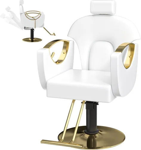 Miniatura 10 de FreSup Silla de salón para estilista, sillas de estilista con bomba hidráulica resistente, silla giratoria de 360°, silla de estilo ajustable