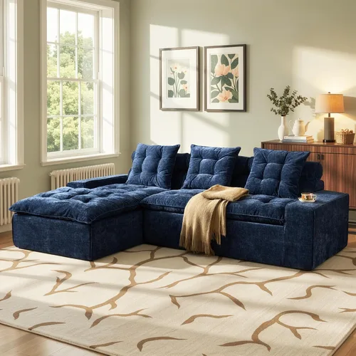 Miniatura 17 de 106" Cloud Boneless Couch with Chaise, L-Shape Deep Seat Sectional Couches, No Assembly Required, Convertible Modular Sleeper Sofa Bed, Living Room