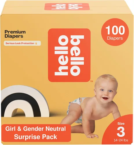Hello Bello Pañales Premium, Talla 3 (14-24 libras) Paquete Sorpresa para Niñas - 100 Unidades, Hipoalergénicos con Tacto Suave Similar a la Tela -
