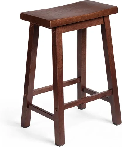 Miniatura 12 de PJ Wood Taburete de cocina con asiento de silla de montar de 24 pulgadas con placa de pie - negro