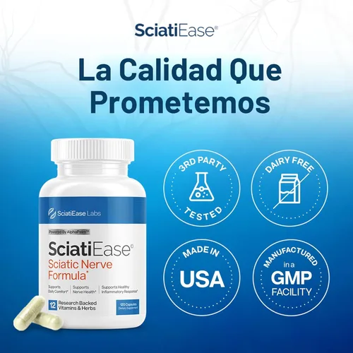 Miniatura 5 de SciatiEase Suplemento de Apoyo para la Salud del Nervio Ciático - Fórmula de Apoyo Nervioso con AlphaPalm, Guisante, Complejo de Vitamina B, Ácido