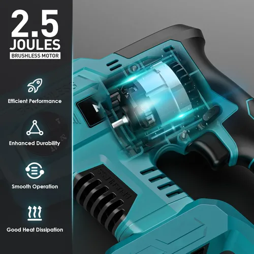 Miniatura 4 de MtiolHig taladro de martillo giratorio de 7/8" compatible con batería Makita de 18V: taladro inalámbrico SDS-Plus con embrague de seguridad