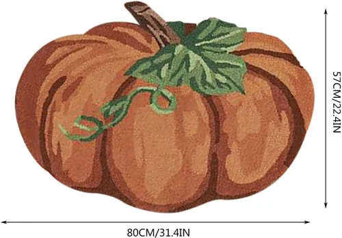 Miniatura 2 de Alfombra de calabaza de otoño, 31 x 22 pulgadas, antideslizante, lavable, tapete de bienvenida, bonito tapete de Halloween, Acción de Gracias